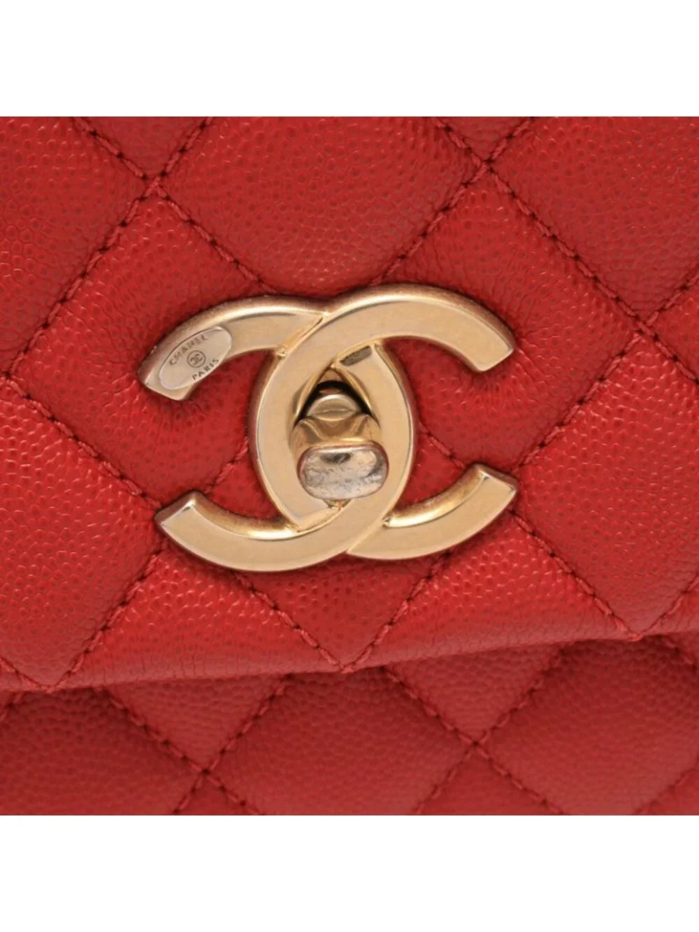 Chanel Handbag Coco Handle 29 Top Flap Bag Quilted Red Caviar Leather 2-Way